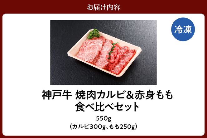 【神戸牛 焼肉 特選食べ比べ カルビ＆赤身ももセット550g（カルビ300g、もも250g）冷凍 産地直送】牛肉 しゃぶしゃぶ すき焼き 牛丼 カレー バーベキュー BBQ キャンプ 焼肉 和牛 KOBE BEEF 最高級の肉質 神戸牛 松阪牛 近江牛 三大銘牛 ふるさと納税 おすすめ 返礼品 大人気 但馬 神戸 美方 小代 兵庫県 香美町 平山牛舗 23000円 KBB 61-04