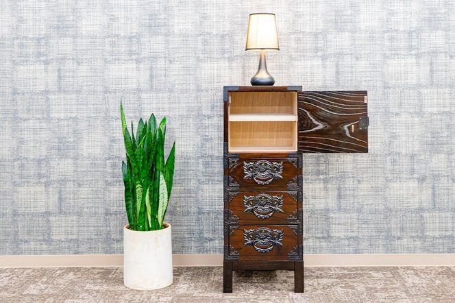 仙台箪笥 35巾脚付すきまチェスト 拭き漆塗り KC-120B （申込書返送後、1ヶ月～6ヶ月程度でお届け） 欅産業 たんす 家具 収納 インテリア|06_kyk-720301