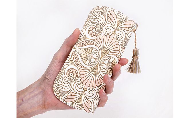 【文庫屋大関】メガネケース　ロカイユ＜ベビーピンク＞【皮革工芸品】 ファッション小物 民芸品 