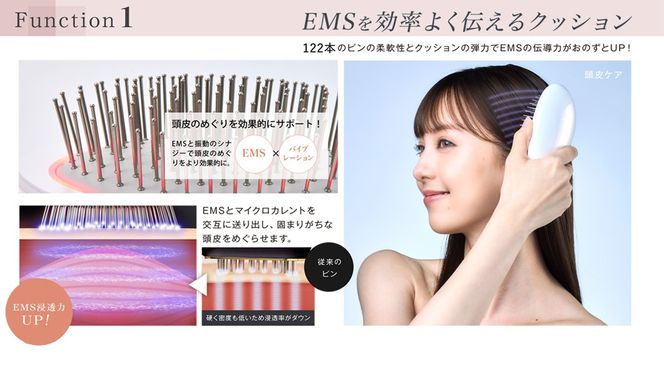 ＼カラーが選べる／ WAVE WAVE EMS Brush Air Mini ( ピンクゴールド / ゴールド / ホワイト ) WAVE WAVE クッションブラシ EMS マイナスイオン美髪 LED 光エステ  頭皮ケア 美容 ヘアケア ブラッシュエアー ブラシエアー ウェイブウェイブ