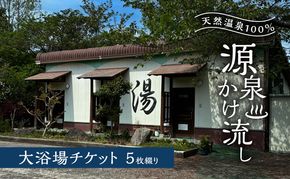 温泉 天然温泉100％ 源泉かけ流し 大浴場チケット5枚綴り 天然温泉 チケット 源泉
