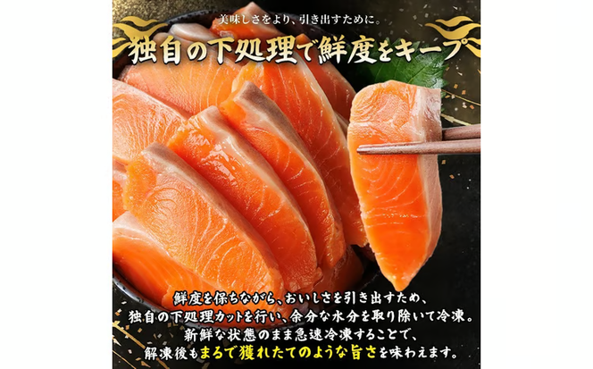 生食用 サーモン ブロック(計750g・250g×3P)サーモン切り落とし5枚付き 鮭 小分け 真空 パック 冷凍 刺身 シャケ サケ 魚 魚介 【AW-99】【丸正水産】