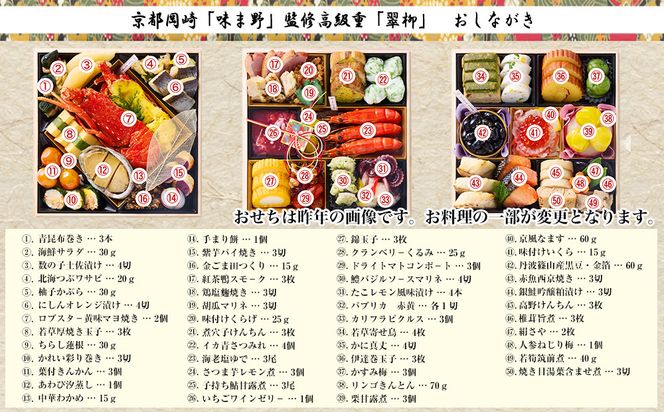 【京都岡埼・味ま野】監修超高級重 翠柳 約4～5人前｜京おせち 本格料亭おせち 人気おせち［ 京都 料亭 老舗 おせち 京料理 人気 おすすめ 2027 正月 お祝い おせち料理 グルメ ご自宅用 お取り寄せ 通販 送料無料 ふるさと納税 ］ 261009_A-AAM3006