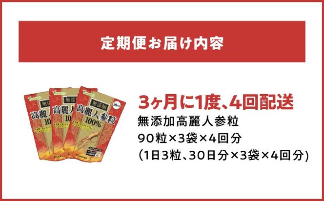 ＜3ヶ月に1度、4回送付 定期便＞山本漢方の無添加高麗人参粒［027Y19-T ］