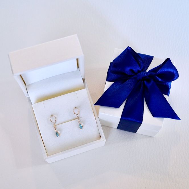 K10YG(10金) イエローゴールド 揺れる ブルートパーズ アンティーク ピアス 保証書付 2274 242-049-d