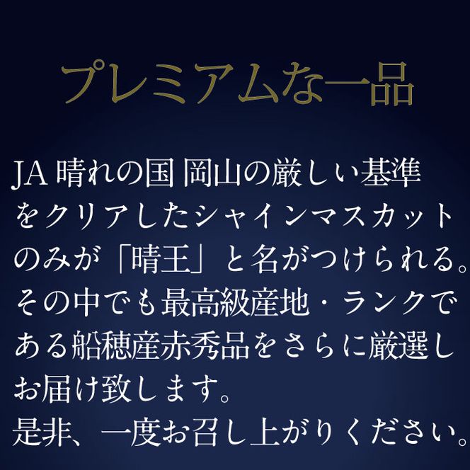ぶどう 2026年 先行予約 9月・10月発送 高級品 シャインマスカット 晴王 1房 約600g ブドウ 葡萄 岡山県産 船穂産 フルーツ 果物 ギフト