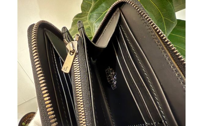 【極上】クロコダイルラウンドファスナー長財布 マットBLK 304018_AX19