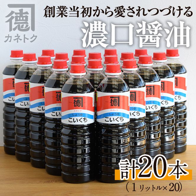 濃口醤油(1L×20本)国産 調味料 大豆 しょうゆ しょう油 詰め合わせ【佐賀屋醸造店】akn003-13