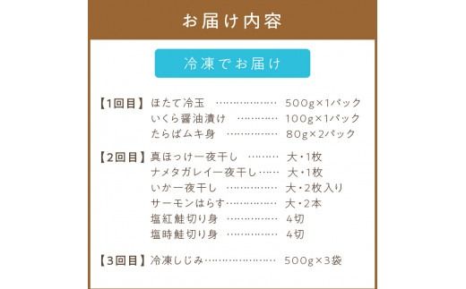 【3ヶ月定期便】船長おすすめ！海の幸セット ( ほたて ホタテ 海鮮丼 ほっけ 鮭 いか サーモン しじみ 定期便 魚介 )【999-0155】