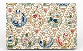 パスケース 花と猫 インディゴ 文庫屋大関 名刺入れ カードホルダー 名刺ケース 名刺ホルダー カード入れ 定期入れ 定期ケース 小物 革小物 革製品 革 民芸品 猫 猫グッズ 日本製 東京 東京都 墨田区　お届け：発送可能時期より順次配送