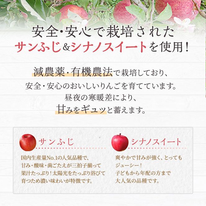 山ノ内町産サンふじとシナノスイート使用！りんごジュース 1000cc×3本（サンふじ2本・シナノスイート1本）セット 果汁飲料 アップルジュース りんご100％ジュース 