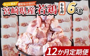 ＜宮崎県産若鶏切身 もも肉 6kg（300g×20袋）12か月定期便＞ 翌々月までに初回発送【 からあげ 唐揚げ カレー シチュー BBQ 煮物 チキン南蛮 小分け おかず おつまみ お弁当 惣菜 時短 炒め物 簡単料理 】【b0804_it_x2】