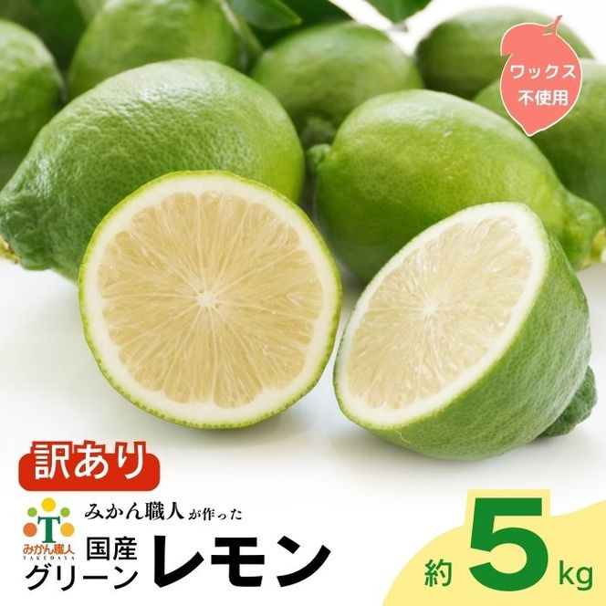 訳あり レモン （ グリーンレモン ） りのか 5kg 【発送期間:8月上旬～】 減農薬 柑橘 檸檬 果物 くだもの 果実 国産 フルーツ 有名 愛媛 みかん職人武田屋 ブランド ビタミン 美味しい 生産者 直送 産直 無添加 レモンサワー ジュース チューハイ