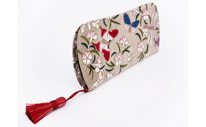 【文庫屋大関】メガネケース　撫子【皮革工芸品】 ファッション小物 民芸品 