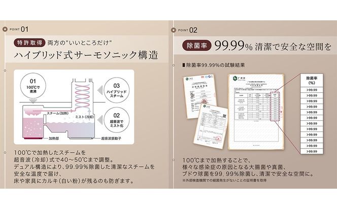 ＼選べるカラー／LAViNO スチーム ノクターン （ブラック / ホワイト） ハイブリッド式加湿器 加湿器 ハイブリッド式 蒸気 ミスト ミスト化 超音波 サーモソニック構造 リアルタイム表示 3段階調整 転倒時自動OFF 空焚き防止 上部給水 軽量設計