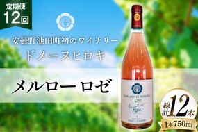 定期便 ロゼワイン メルロー ロゼ 750ml 12回 計 12本 [ヴィニョブル安曇野 長野県 池田町 48110758] ギフト ワイン