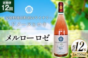 定期便 ロゼワイン メルロー ロゼ 750ml 12回 計 12本 [ヴィニョブル安曇野 長野県 池田町 48110758] ギフト ワイン