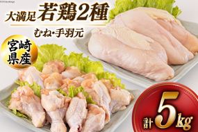 若鶏 むね 手羽元 合計5kg 1kg包装 [アグリ産業匠泰 宮崎県 美郷町 31be0044] 小分け 鶏肉 冷凍 送料無料 炒め物 煮込み 調理 料理 大容量 真空 胸 あっさり ヘルシー 唐揚げ からあげ チキン南蛮 照り焼き 甘辛煮 とり天 ヤンニョム チキン 普段使い 便利 セット 詰め合わせ 2種