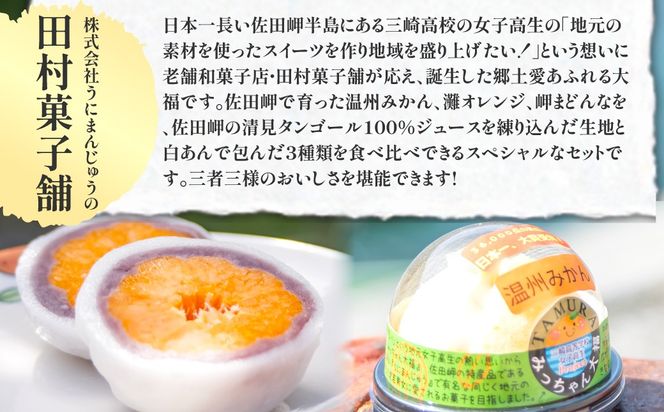 みっちゃん大福（温州みかん、灘オレンジ、岬まどんな）各種1個・八寿みかん大福3個セット IKTK007