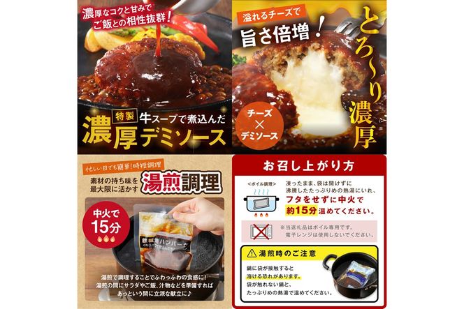 【B1-035】鉄板焼ハンバーグ(2種各4個)＆カカオ研究所 こだわりチョコセット
