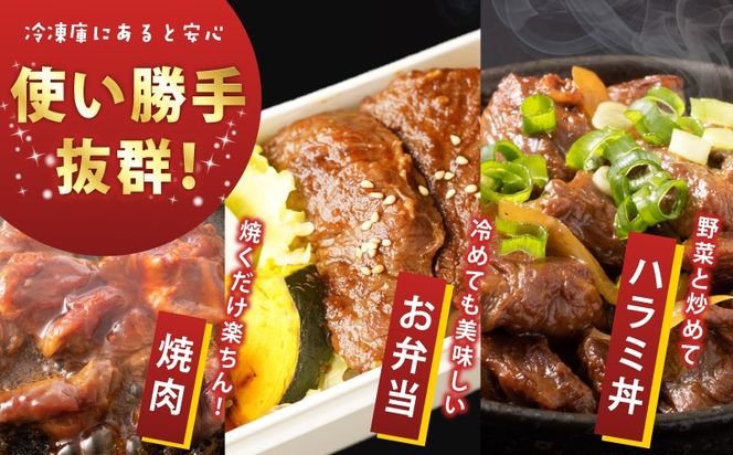 099H4386 牛ハラミ タレ漬900g（300g×3パック）【牛肉 焼肉用 焼くだけ はらみ 小分け BBQ やきにく 肉】