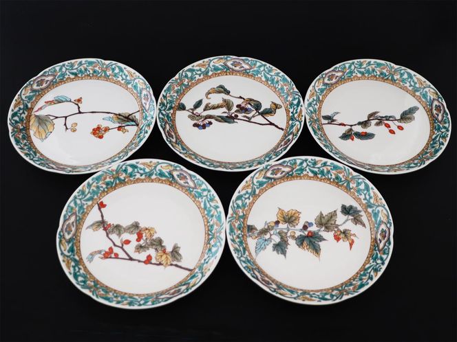 九谷焼　5.2号皿揃　果実絵変り （5枚セット）a01 食器 キッチン雑貨 キッチンアイテム 雑貨 小物 お皿 丸皿 食卓 テーブルコーディネート 