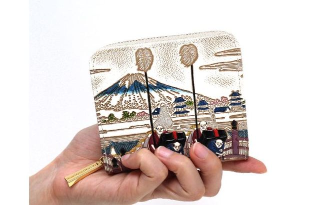 【文庫屋大関】二つ折りファスナーミニ財布 日本橋【皮革工芸品】財布 二つ折り 小物 お札 カード 小銭 コンパクト 牛革 手作り 日本製 墨田区 東京都