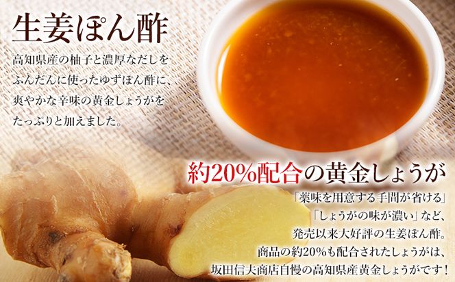 ポン酢 生姜ぽん酢 360ml×5本 【7日程度で発送】 生姜 ジンジャー ぽん酢 ポン酢 柚子 ゆず ドレッシング 料理 調味料 和食 辛味 風味 手軽 便利 刻み生姜 国産 特産品 黄金しょうが しょうが ショウガ 高知県産 坂田信夫商店 高知県 香南市 常温 Xnb-0016