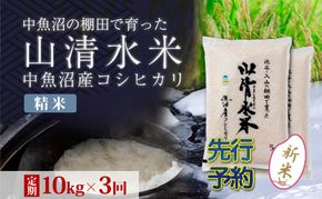 【令和8年産 先行予約】【定期便／全3回】精米10kg 新潟県魚沼産コシヒカリ「山清水米」