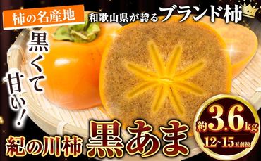 【先行予約】紀の川市産 黒あま 種なし 約3.6kg（12～15玉前後）4L～2Lサイズ《2024年10月上旬-11月上旬頃出荷》和歌山県 紀の川市 たねなし柿 くろあま 高級 産地直送 かき 柿 カキ 果物 フルーツ---wfn_wlocal45_ad10_23_14000_3600g---