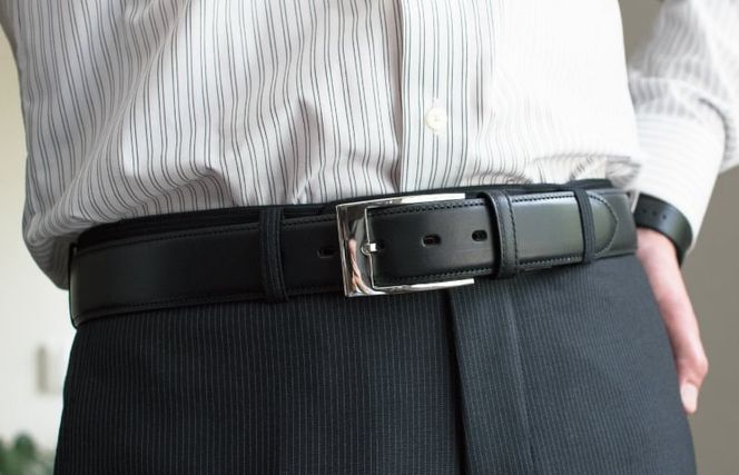 G2824 本革ビジネスベルト35mm幅 ブラック【革ベルト ベルト レザー ビジネス スーツ メンズ 仕事 ファッション 小物 日用品 雑貨】