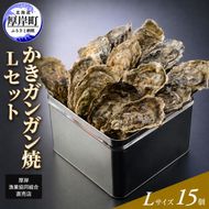 【厚岸漁協直売店特製】 かきガンガン焼 Lセット 15個 北海道 牡蠣 カキ かき  生牡蠣 殻付  魚介類 マルえもん