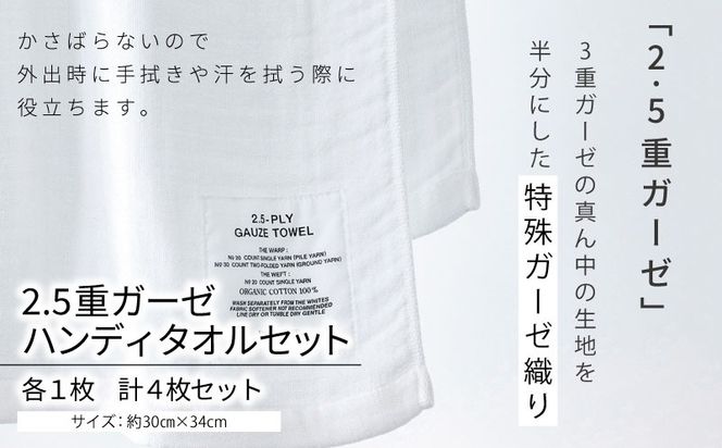 TST0011 【高島屋選定品】SHINTO TOWEL 2.5重ガーゼ ハンディタオルセット 計4枚