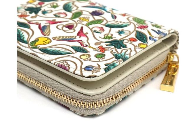 【文庫屋大関】二つ折りファスナーミニ財布 ハチドリの憂鬱【皮革工芸品】財布 二つ折り 小物 お札 カード 小銭 コンパクト 牛革 手作り 日本製 墨田区 東京都