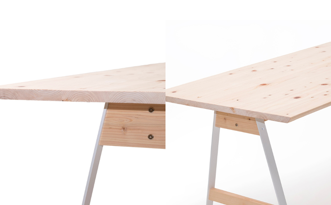 ダイニングテーブル 無垢材 ひのき kinari Table(キナリ テーブル) 【幅150cm×奥行75cm】 4人掛け 脚の色が選べる 白 or 黒 M-mo-A48A  【幅150cm×奥行75cm】