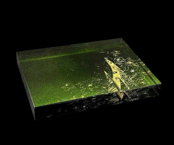 すし下駄 登り孔雀 梨地グリーン ［NF287］ 303446_CU90108