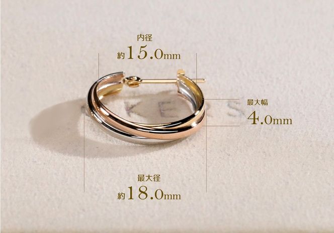 K18YG/K18PG/PT トリニティピアス-18mm 130444 SWAE051-b