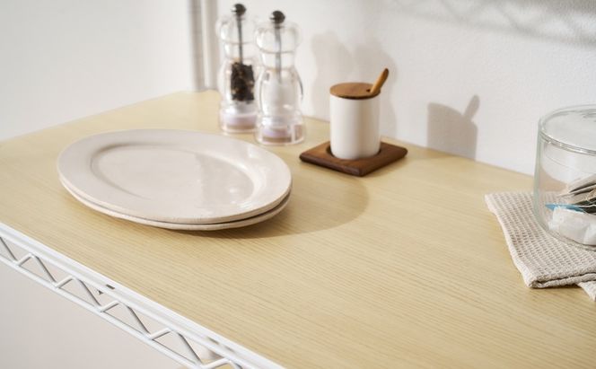 カラーメタルラック ウッドボード付き CMM-75104B ホワイト ラック 棚 おしゃれ キャスター キャスター付 収納ラック キッチン ウッドボード付き メタルラック メタル カラーラック 収納 リビング 寝室 かわいい アイリスオーヤマ 幅75