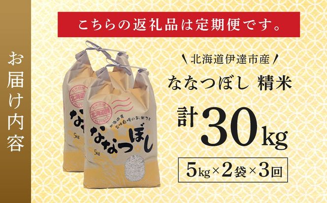 ＜先行予約＞【3回定期便】令和8年産 ななつぼし 精米 10kg｜生産者直送 北海道伊達産 北海道 ブランド米【tkk-024_03】