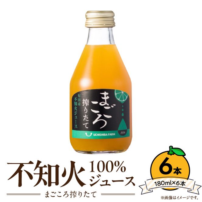 ZE6434_【まごころ搾りたて】不知火 100%ジュース 180ml × 6本