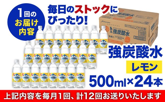 【全12回定期便】強炭酸水 レモン 500ml × 24本 糸島市 / スターナイン 炭酸水 国産 [ARM014] 炭酸水 500ml 24本 送料無料 レモン 国産 炭酸 常温