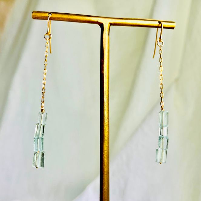 ピアス ice blue K14gf ロング チェーン