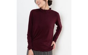 レディースハイネックカットソー 長袖 ボルドー M 312011_CS001VC03