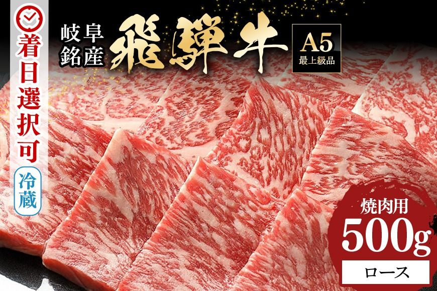 飛騨牛 A5等級 ロース 500g 焼肉用 冷蔵配送 焼肉 焼き肉 バーベキュー BBQ キャンプ アウトドア 牛肉 肉 お肉