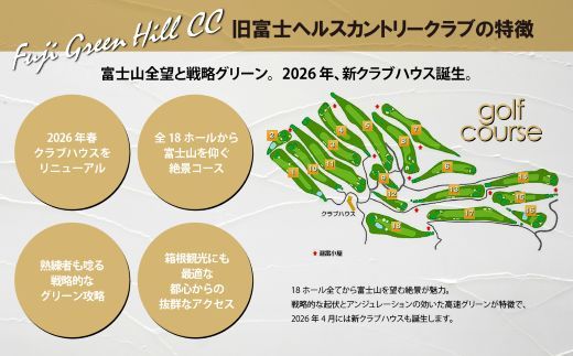 富士グリーンヒルカントリークラブ（旧富士グリーンヒルゴルフコース・旧富士ヘルスカントリークラブ）ゴルフプレー利用券　１０枚 【小山町内 ゴルフ場 共通利用券】