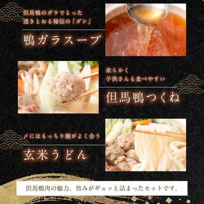 【ふるさと納税】「但馬鴨」しゃぶしゃぶ セット（大）5～6人前 鴨肉 スライス つくね 鴨 しゃぶ 鴨つくね 鴨ガラ スープ うどん 玄米うどん 国産 冷凍【配送不可地域：離島】【1274922】兵庫県 新温泉町 送料無料
