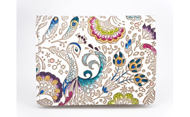 【文庫屋大関】箱まち小銭入れ　孔雀【皮革工芸品】 ファッション小物 財布 民芸品 