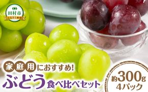【先行予約】 ぶどう食べ比べパック 約300g×4パック (訳あり粒タイプ) 10月上旬より順次発送 粒パック シャインマスカット バイオレットキング 巨峰 ピオーネ マイハート ゴルビー クイーンニーナ 家庭用 オススメ 福島県 田村市 ふくしま 鈴木農園 N046-011