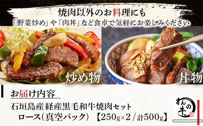石垣島産経産黒毛和牛 焼肉セット【真空パック】 計 500g NA-01