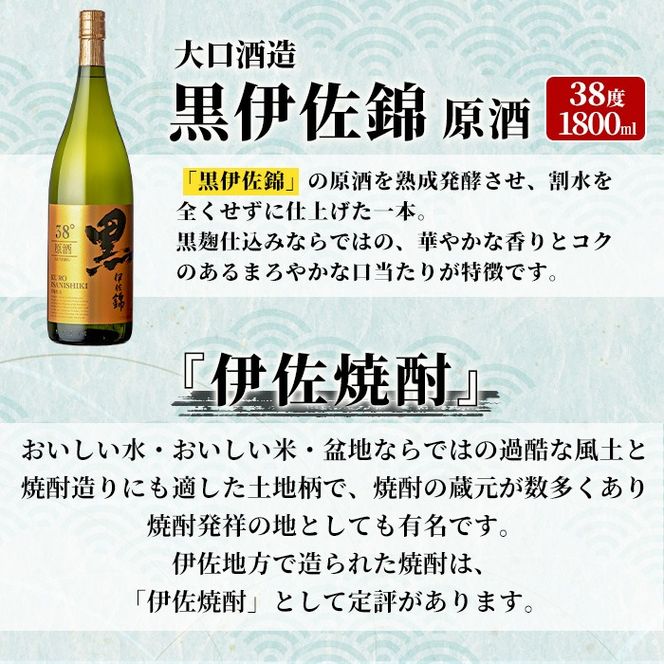 isa956 黒伊佐錦原酒(1800ml×1本) 鹿児島 原酒 伊佐 本格芋焼酎 芋焼酎 黒伊佐 くろいさ 黒麹 【池水商店】